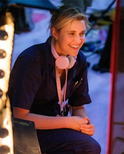 Greta Gerwig na planie filmu "Barbie"