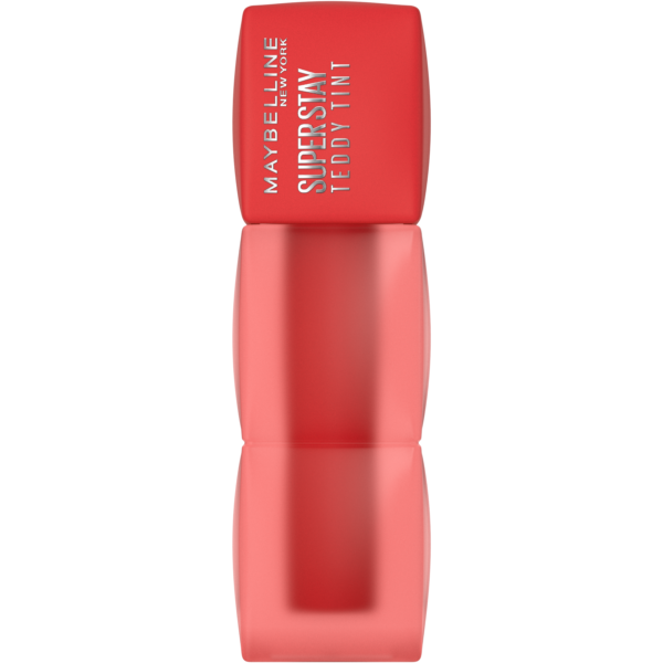 Pomadka Maybelline SuperStay Teddy Tint – Intensywnie czerwony matowy tint do ust w nowoczesnym, smukłym opakowaniu. Trwała formuła podkreślona minimalistycznym designem.