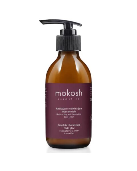 Nawilżająco-rozświetlający lotion do ciała Mokosh Czereśnia z bursztynem.
