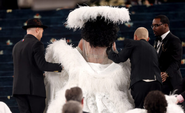 Diana Ross is helped on the steps during the Met Gala, an annual fundraising gala held for the benefit of the Metropolitan Museum of Art's Costume Institute with this year's theme 'Superfine: Tailoring Black Style,' in New York City, New York, U.S., May 5, 2025.,Image: 995474510, License: Rights-managed, Restrictions: , Model Release: no, Credit line: Jeenah Moon / Reuters